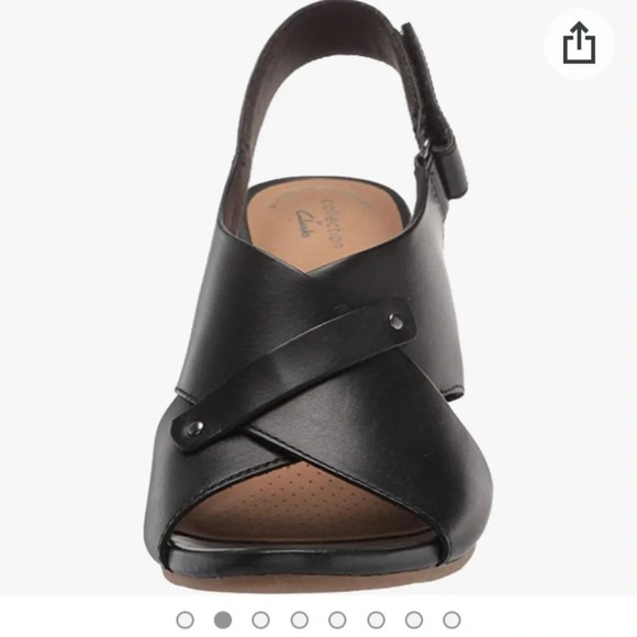 NIB Clarks Margee Eve Black Leather Slingback Cork Wedge 7 1/2W - Picture 9 of 15